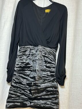 Vintage Nicole Miller Y2K Black Ruched Mini Dress Size 10